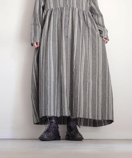 ichiAntiquités 1100616 V neck Stripe Dress / 2 COLORS