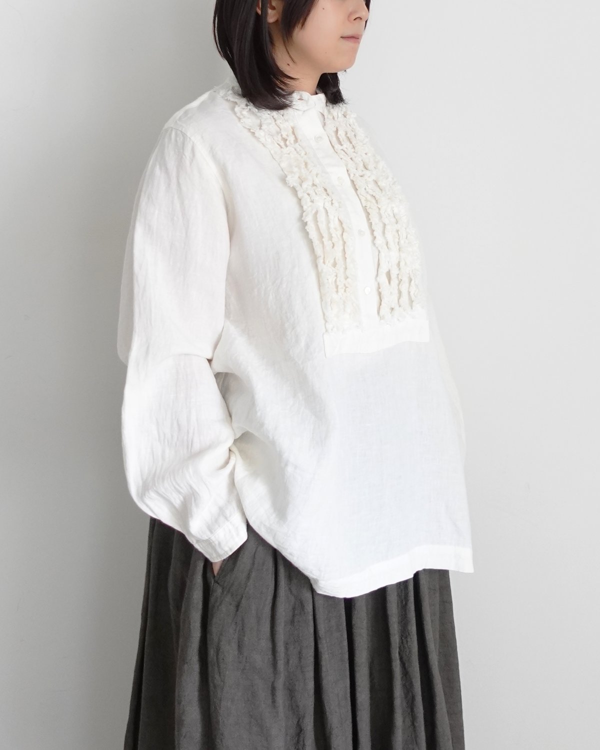 ichiAntiquités 1100929 Linen Frill Blouse / 3
