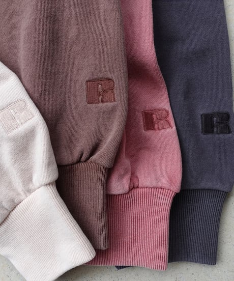 【 LIMITED COLLAB 】i c h i × RUSSELL ATHLETIC 230563 Vintage Wash Pigment Sweat /  IVORY・PINK