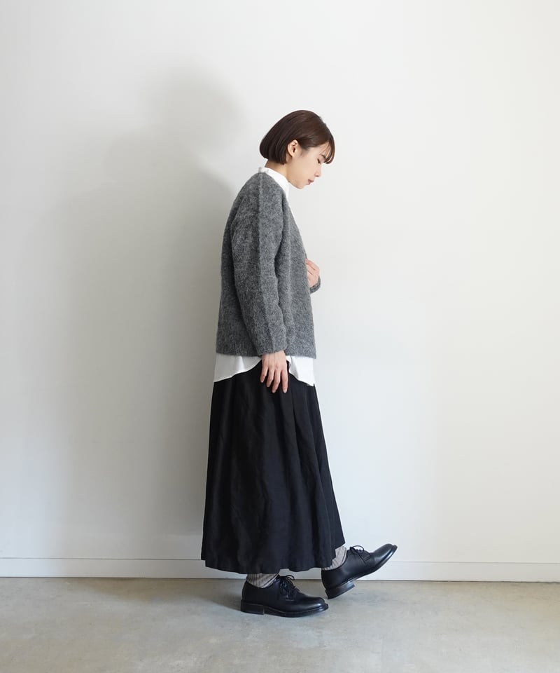 くま　カートリッジY 5G BULKY WOOL RIB STITCH V-NECK CARDIGAN(M Navy x Black): S'YTE