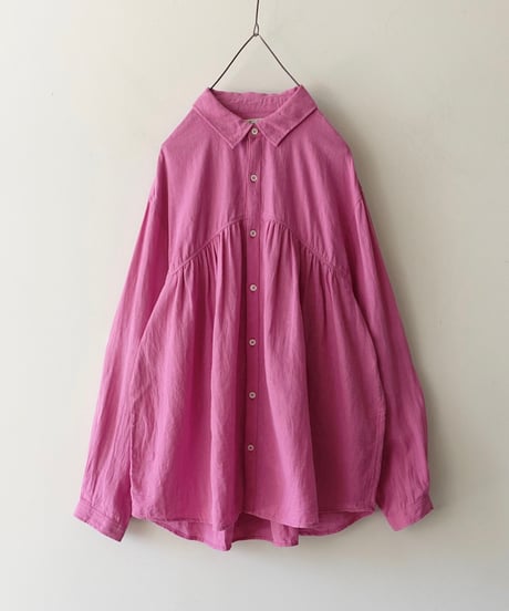 ichiAntiquités 1000901 Linen Cotton Yoke Gather Blouse / 3 COLORS
