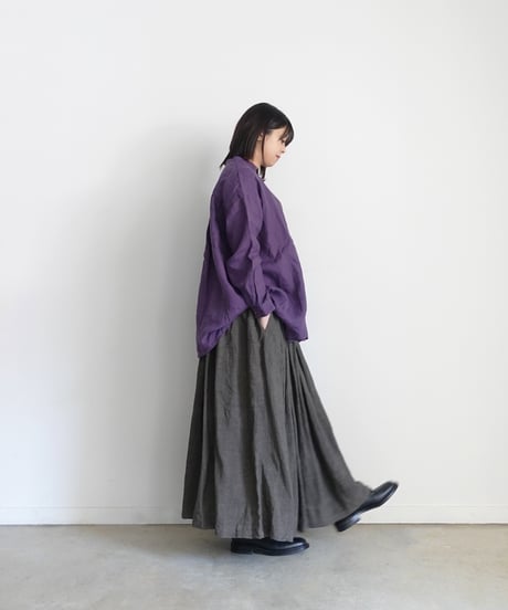 ichiAntiquités 1100910 Linen Broad Band Collar Shirt / 3 COLORS