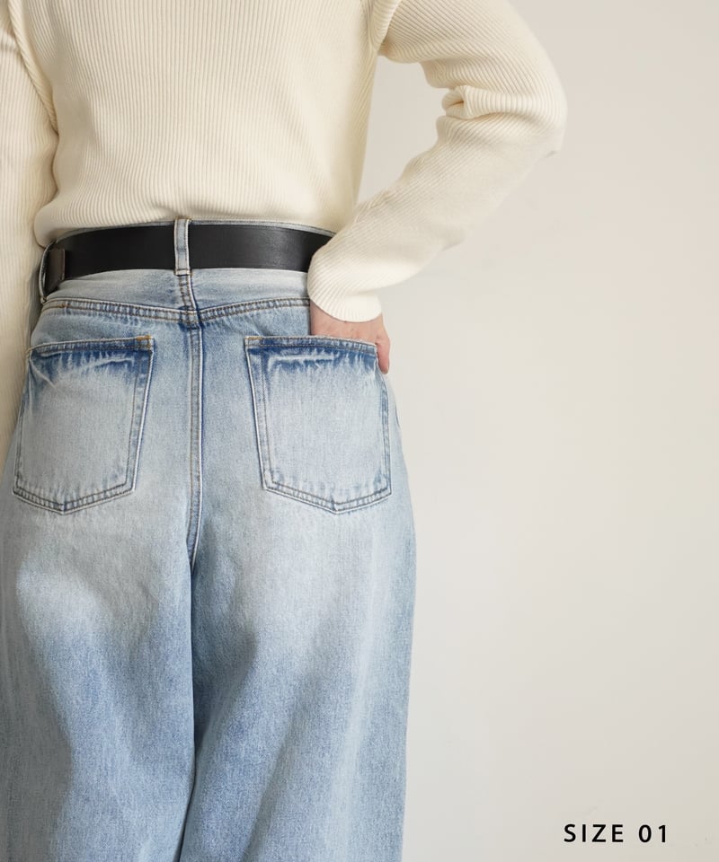 i c h i 230430 DENIM Wide Pants / C : SAXE BL