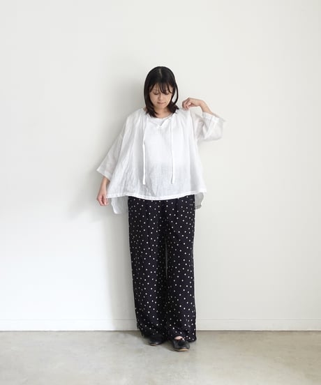 i c h i  251004 French Linen Gathered Blouse / 2 COLORS