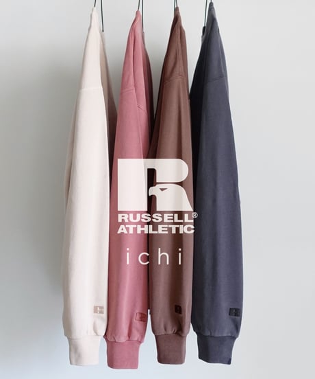 【 LIMITED COLLAB 】i c h i × RUSSELL ATHLETIC 230563 Vintage Wash Pigment Sweat /  IVORY・PINK