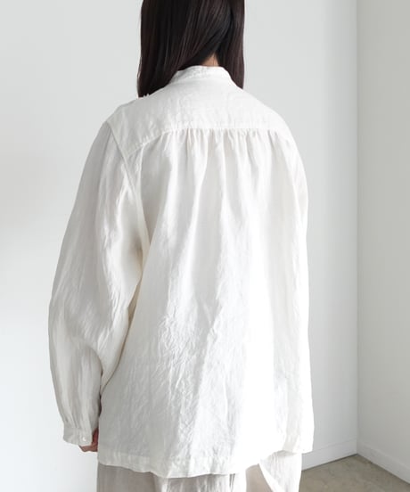ichiAntiquités 1100929  Linen Frill Blouse / 3 COLORS