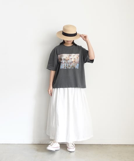 i c h i  251056  "Libre Comme l'Air" Flower Atelier Pigment Over T Shirt / 2 COLORS