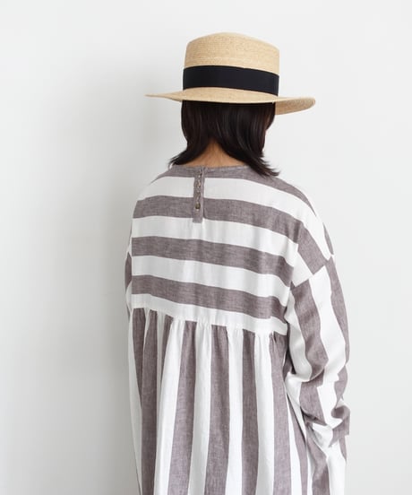 i c h i 251035 Cotton Linen Border Dress / 2 COLORS