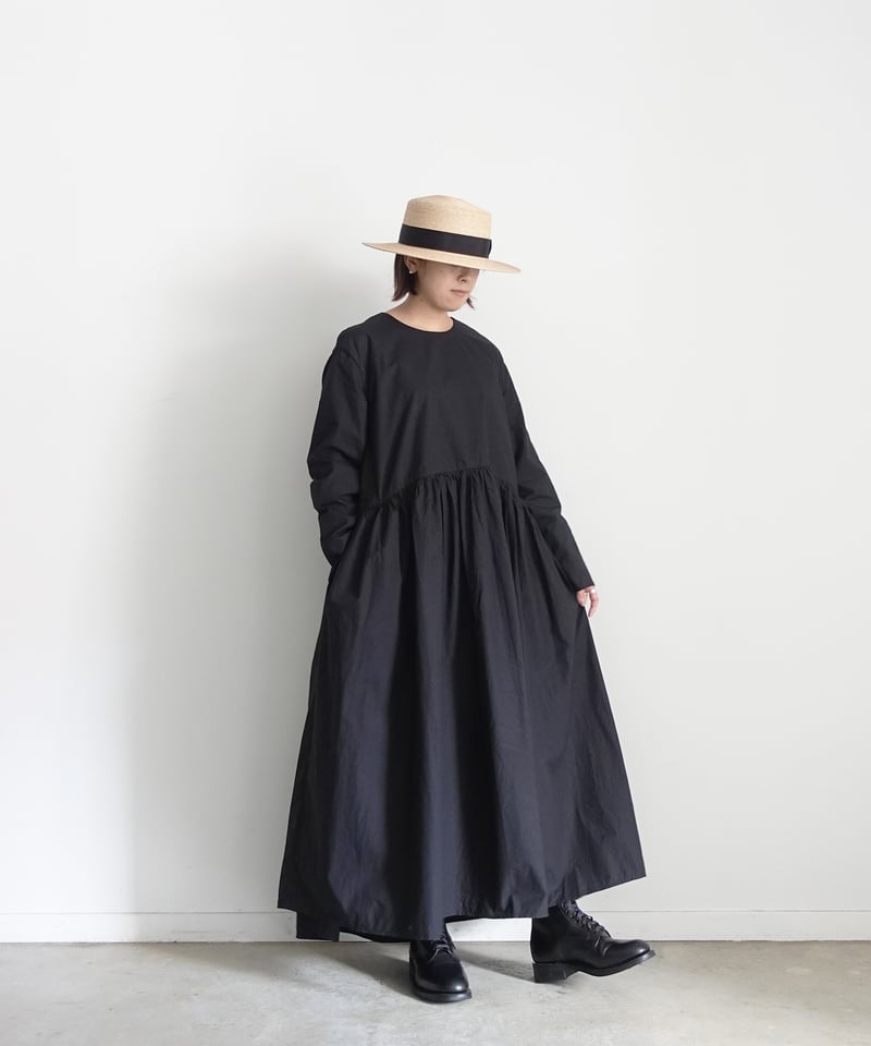 イチアンティークス タイプライター ワンピース ブラック1100316 ichiAntiquités 1100316 Cotton Typewriter Gather