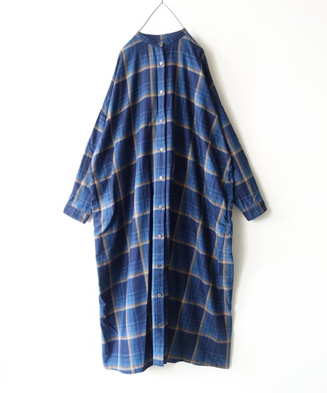 i c h i  250706  INDIGO Organic Cotton Check Dress / 2 COLORS