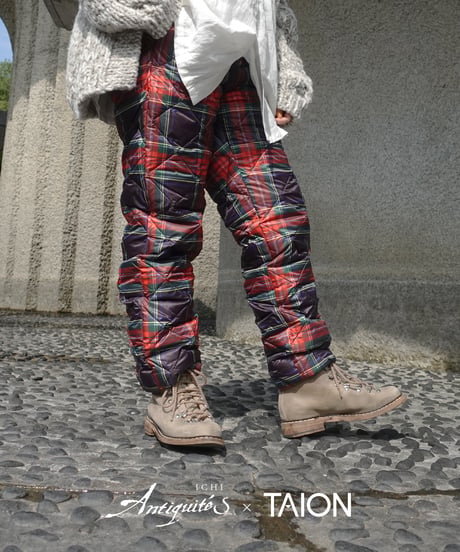 【 LIMITED COLLAB 】ichiAntiquités×TAION 1100366 Down Pants / BLACK TARTAN