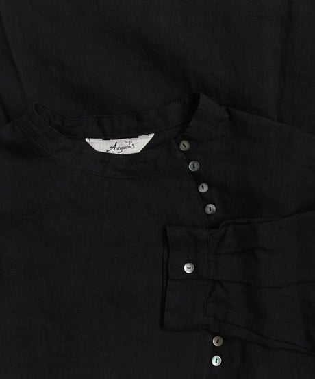 ichiAntiquités 1100910 Linen Broad Band Collar Shirt / 3 COLORS