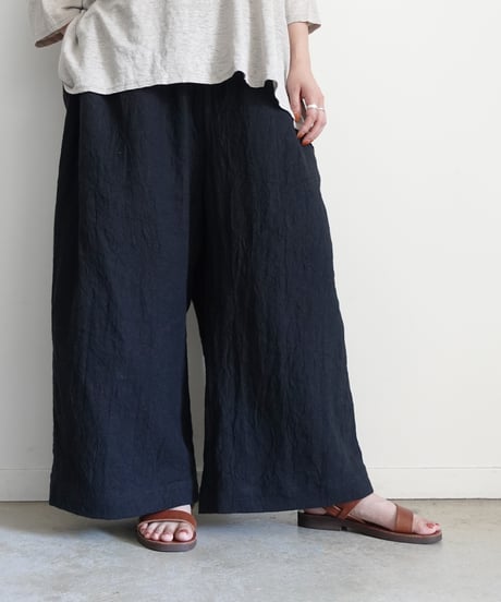 ichiAntiquités 801134  Vintage Linen Relax Pants / C : BLACK