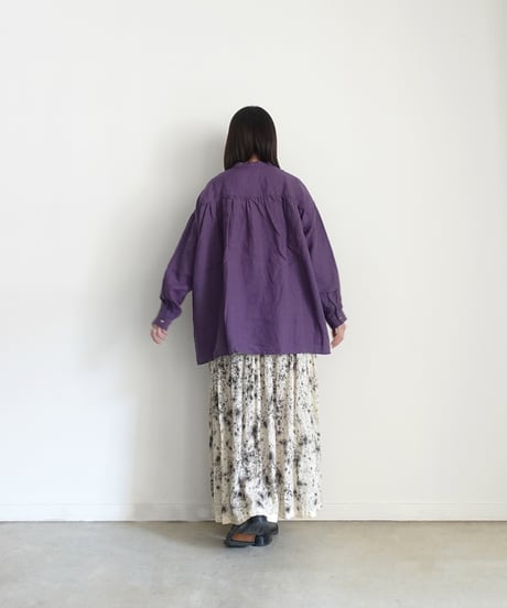 ichiAntiquités 1100910 Linen Broad Band Collar Shirt / 3 COLORS