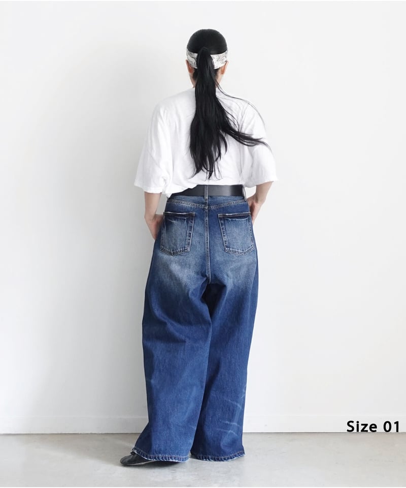 i c h i 230430 DENIM Wide Pants / B : DARK・2 