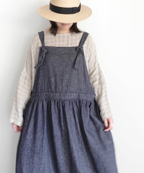 ichiAntiquités 1100934 Linen Cotton Denim Apron Dress / 2 COLORS