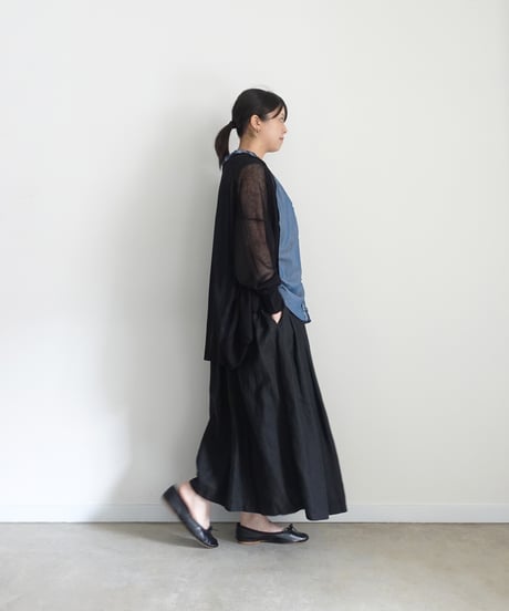 ichi 251212 2WAY Denim Sleeveless Frill Shirt / A : LIGHT INDIGO