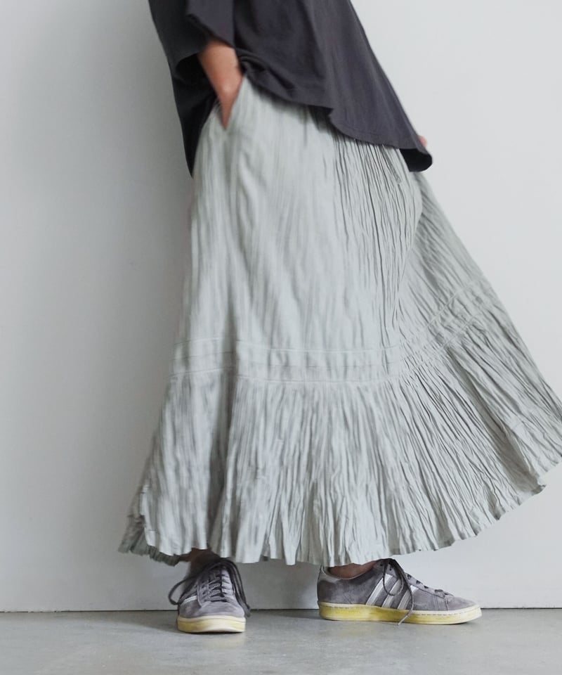 新品未使用タグ付き　ichi　コットンボイル クリンクルスカート　シワ加工 i c h i 221223 Cotton Voile Crinkle Skirt /