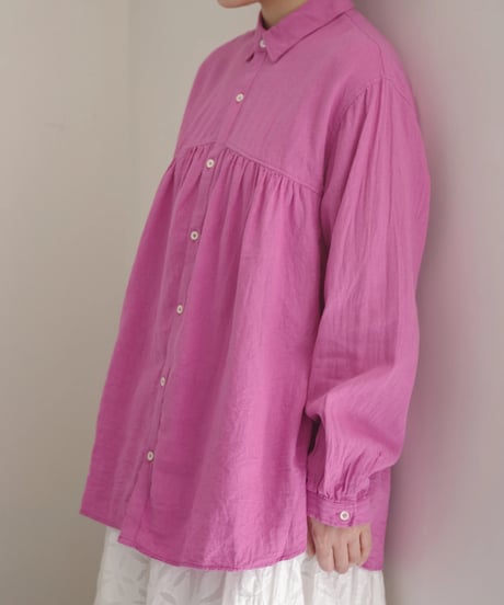 ichiAntiquités 1000901 Linen Cotton Yoke Gather Blouse / 3 COLORS