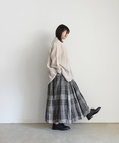 ichiAntiquités 1100910 Linen Broad Band Collar Shirt / 3 COLORS