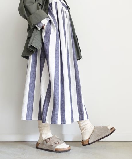 i c h i 251035 Cotton Linen Border Dress / 2 COLORS