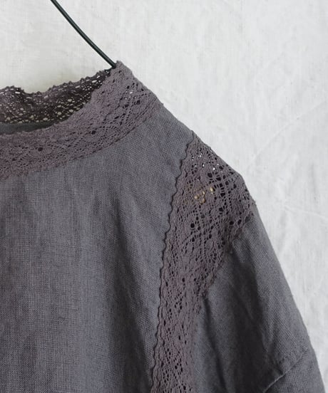 【 LIMITED COLLECTION 】Antiquités noir  800401  Linen Lace Blouse / 2 COLORS