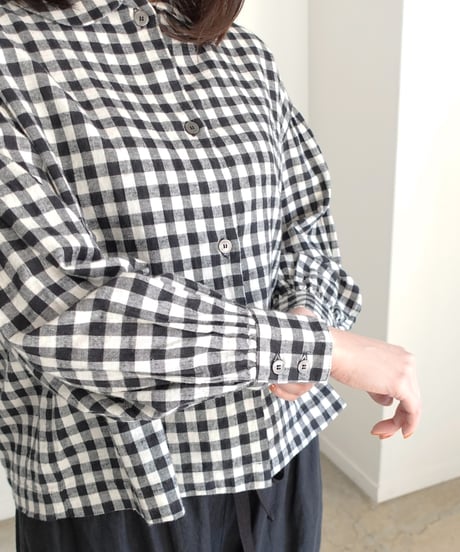 i c h i 250707 Cotton Linen Gingham Shirt / B: GINGHAM