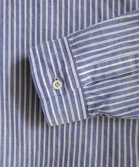 i c h i  260117 Stand Collar Stripe Shirt / D : NAVY STRIPE