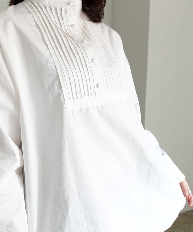 i c h i 250607 Pin Tuck Cotton Shirt / 3 COLORS