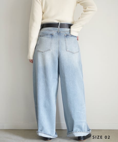 i c h i  230430  DENIM Wide Pants / C : SAXE BLUE・2 size