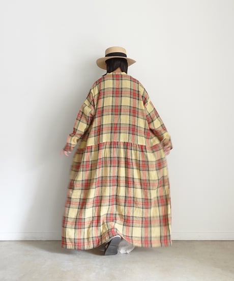 ichiAntiquités 1100902 Linen Cotton Tartan Check Shirt Dress / 3 COLORS