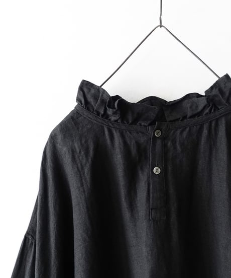 【 LIMITED COLLECTION 】Antiquités noir 801202  AZUMADAKI Linen Frill Blouse / 2 COLORS