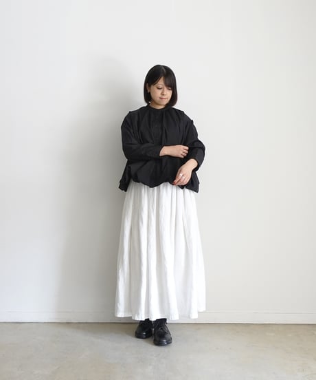 i c h i  250422 Cotton Balloon Shirt / D : BLACK