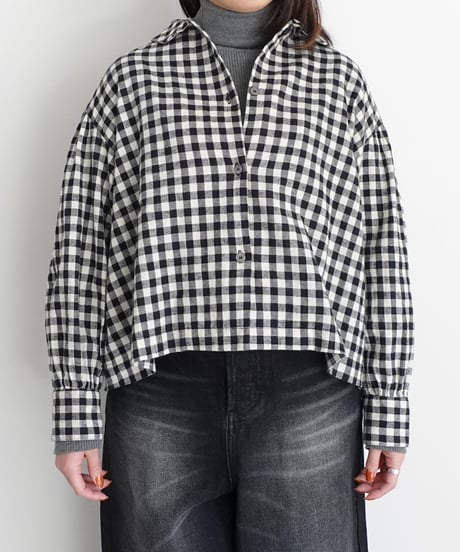 i c h i 250707 Cotton Linen Gingham Shirt / B: GINGHAM