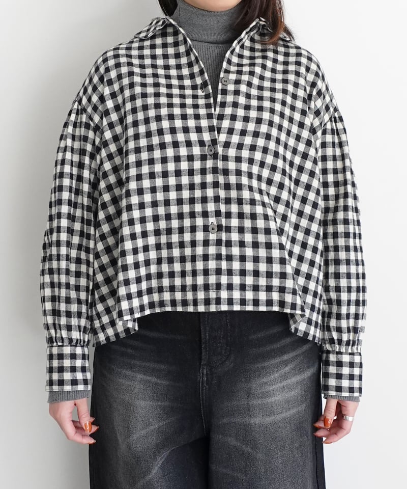 i c h i 250707 Cotton Linen Gingham Shirt / B: