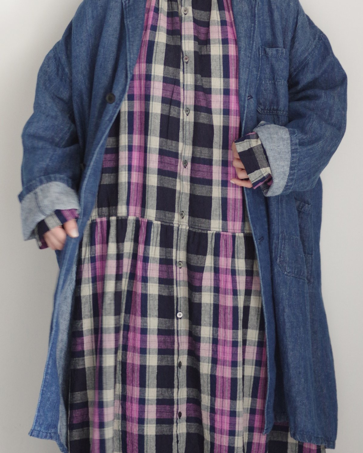 ichiAntiquités 1000916 Linen Cotton Check Shirt