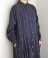 ichiAntiquités  1000910 INDIGO Dobby Stripe Shirt Dress / 2 COLORS