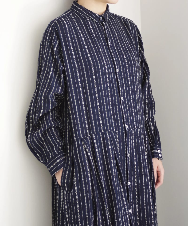 ichiAntiquités 1000910 INDIGO Dobby Stripe Shi