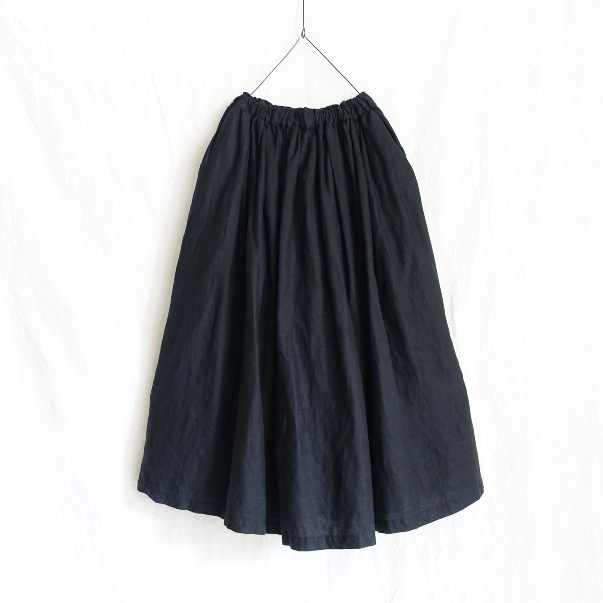 シャトルAntiquités noir Linen Gather Skir シャトルAntiquités noir Linen Gather Skir Namu Shop - Ichi