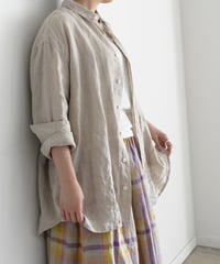 【 ONLINE LIMITED 】Antiquités 1000631 Linen Vacances Over Shirt / 2 COLORS