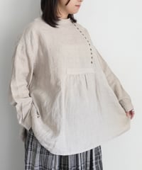 ichiAntiquités 1100910 Linen Broad Band Collar Shirt / 3 COLORS