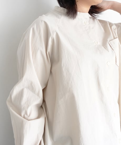 i c h i  250704 Band Collar Cotton Shirt / 2 COLORS