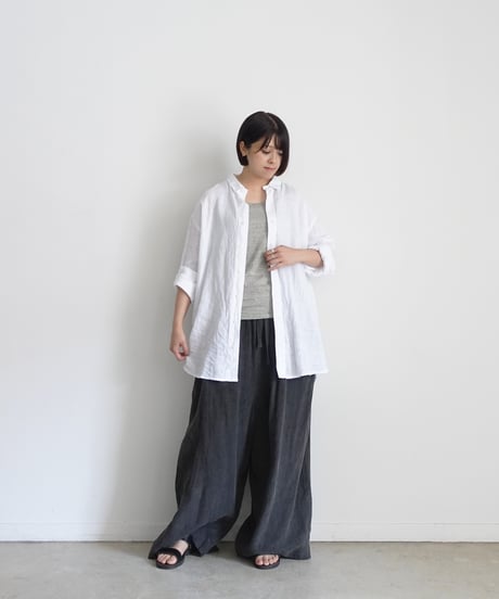 【 ONLINE LIMITED 】Antiquités 1000631 Linen Vacances Over Shirt / 2 COLORS