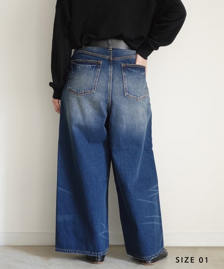 i c h i  230430  DENIM Wide Pants / B : DARK・2 size
