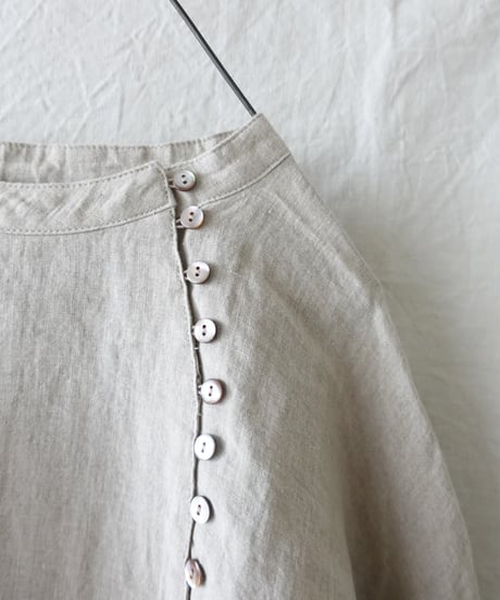 ichiAntiquités 1100910 Linen Broad Band Collar Shirt / 3 COLORS