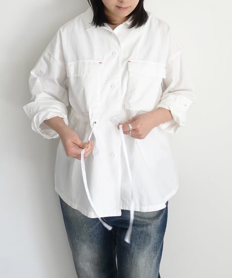 i c h i  251038 Ripstop Cotton Shirt Jacket / A : WHITE