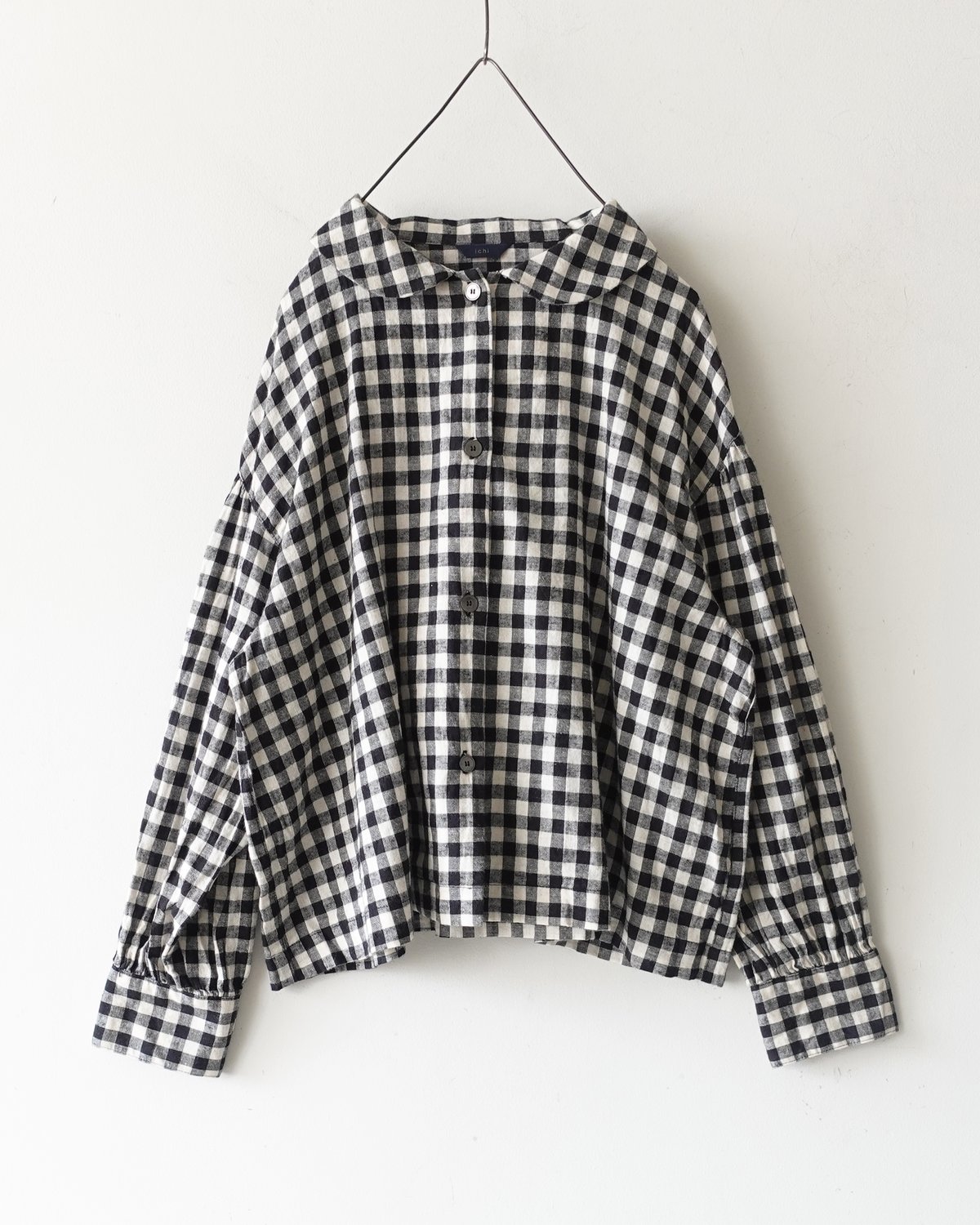 i c h i 250707 Cotton Linen Gingham Shirt / B: