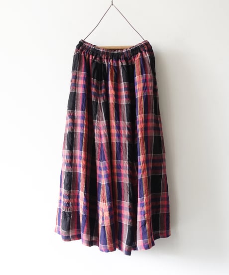 ichiAntiquités  1001115  Linen Cotton Check Skirt / 2 COLORS