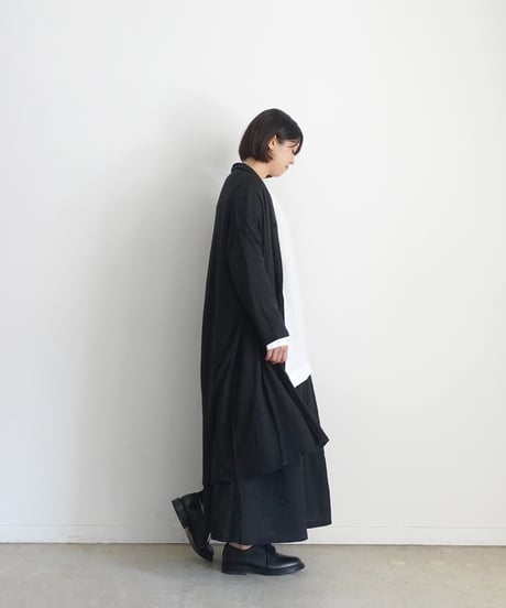【 LIMITED COLLECTION 】Antiquités noir  801209 Linen Long Robe Cardigan / B : BLACK