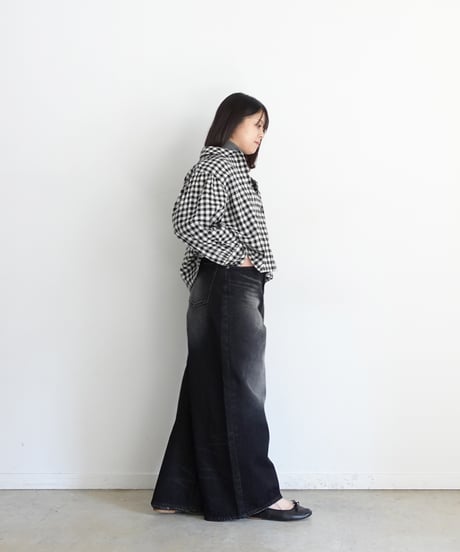 i c h i  230430  DENIM Wide Pants / D : BLACK・2 size